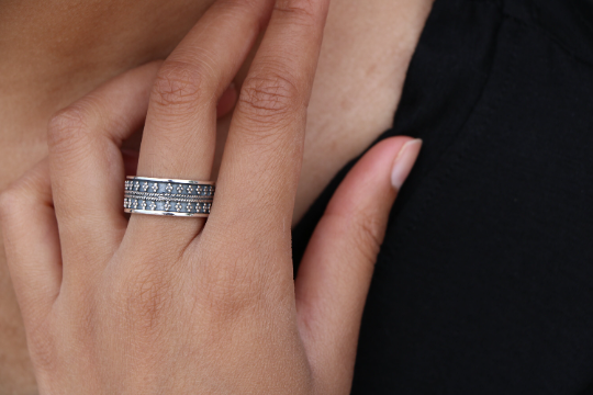 Silver Articulated spinner ring, view 4