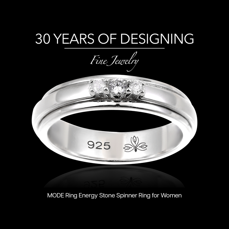 Mode sterling silver spinner ring, view 3