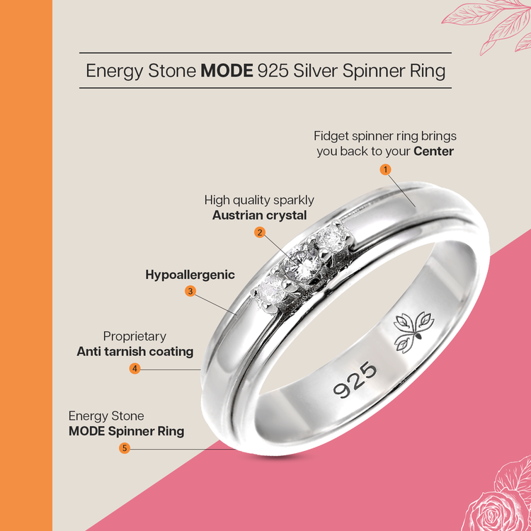 Mode sterling silver spinner ring, view 6