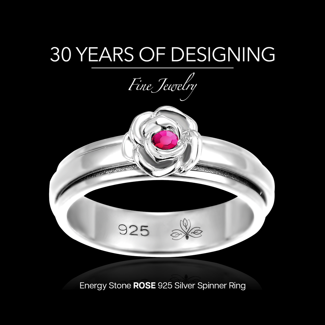 Rose Fuchsia 925 Sterling Silver Meditation Spinner Ring (Style US91-FUS)