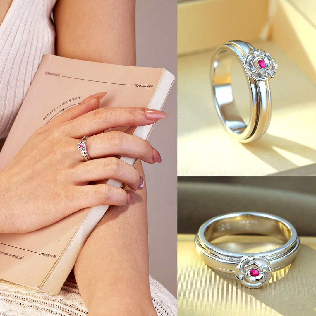 Rose Fuchsia 925 Sterling Silver Meditation Spinner Ring (Style US91-FUS)