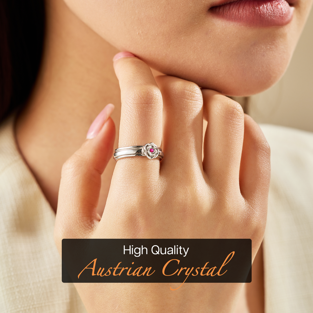 Rose Fuchsia 925 Sterling Silver Meditation Spinner Ring (Style US91-FUS)