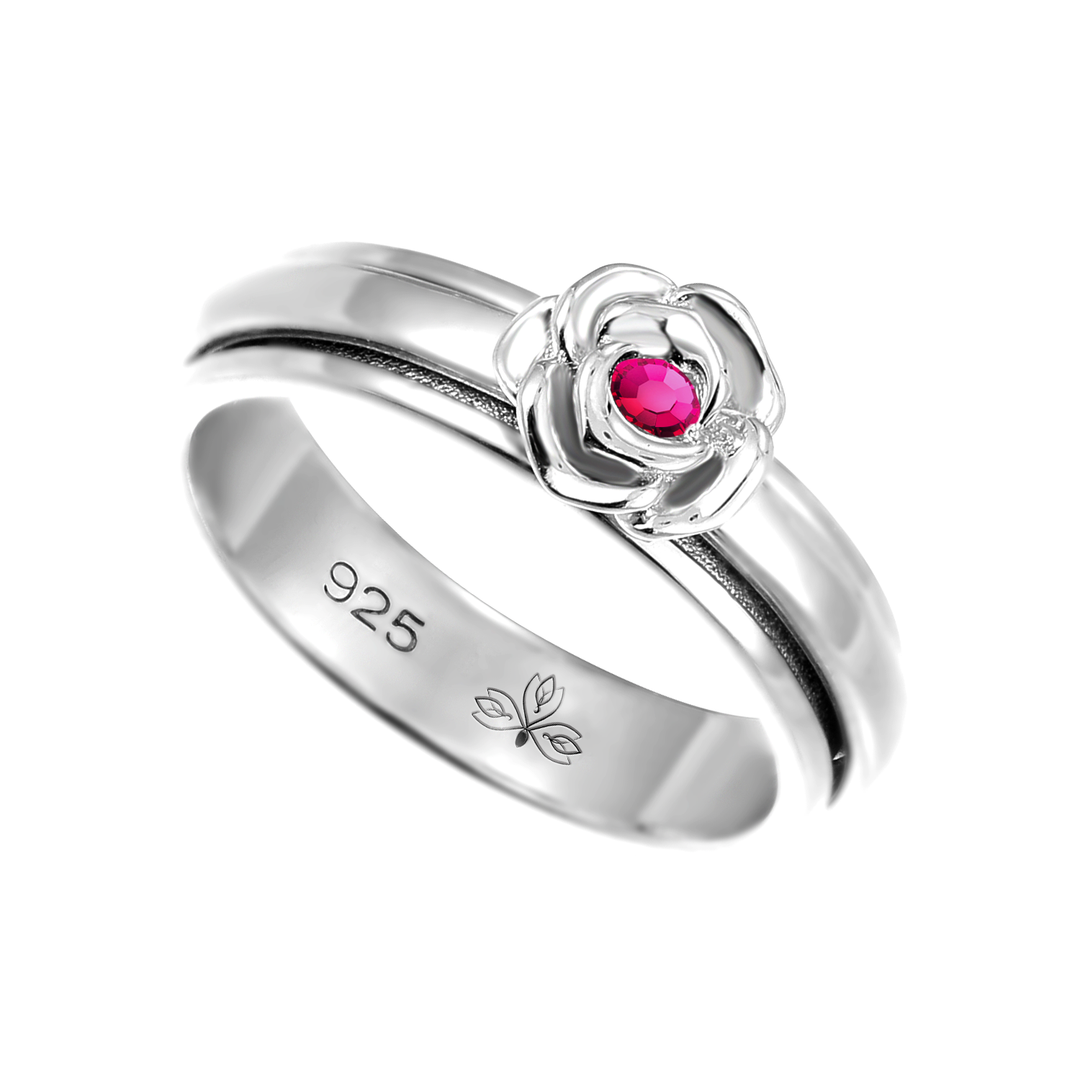 Rose Fuchsia 925 Sterling Silver Meditation Spinner Ring (Style US91-FUS)