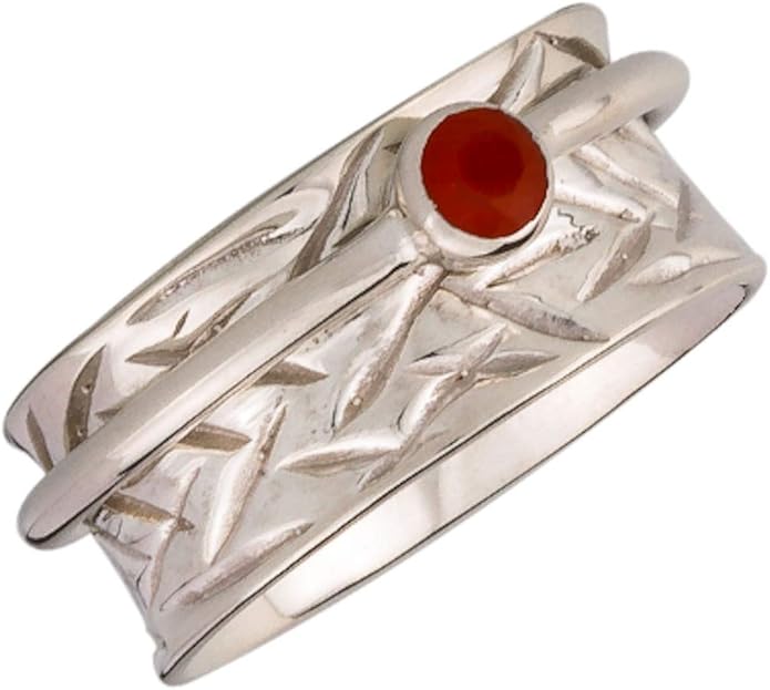 Sacral Chakra carnelian sterling silver spinner ring by Energy Stone
