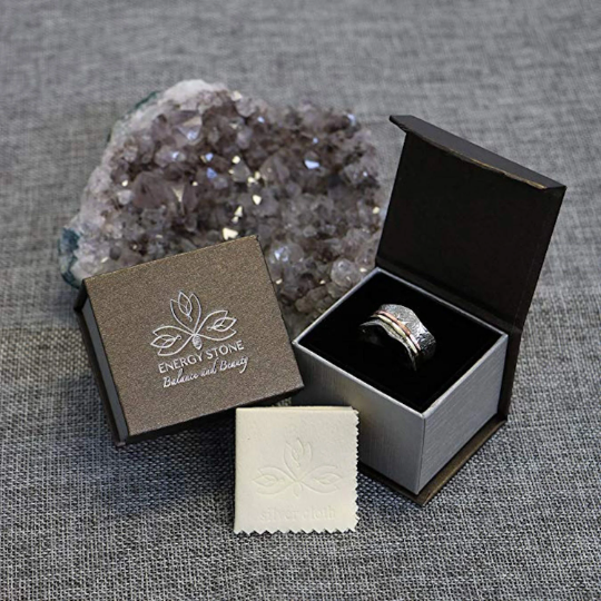 Energy Stone "ROMANTIC HEART" Chakra Faceted 5mm Rose Quartz Meditation Spinning Ring