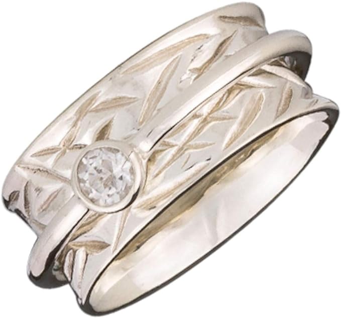 Crown Chakra clear quartz sterling silver spinner ring by Energy Stone