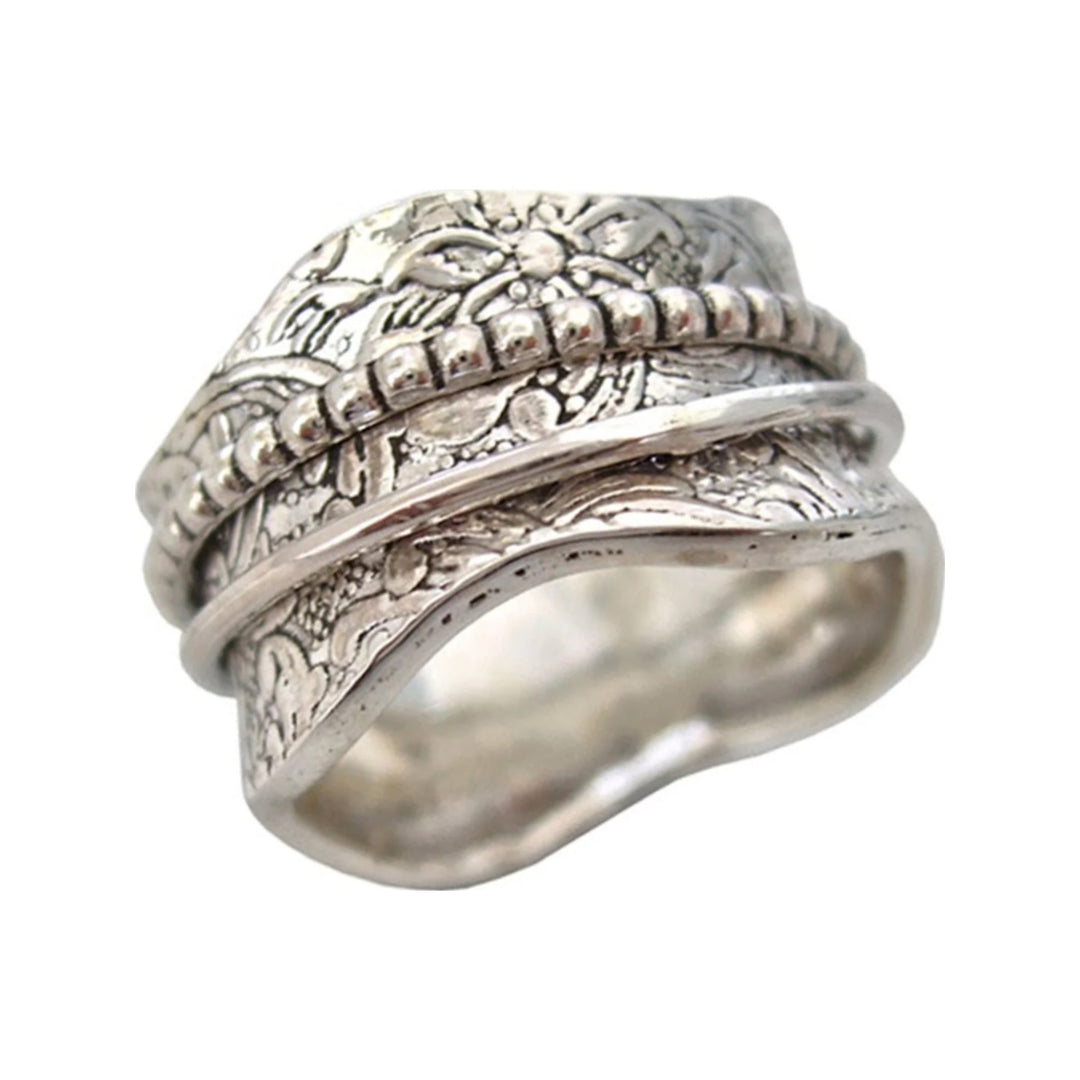 Artisan sterling silver spinner ring by Energy Stone