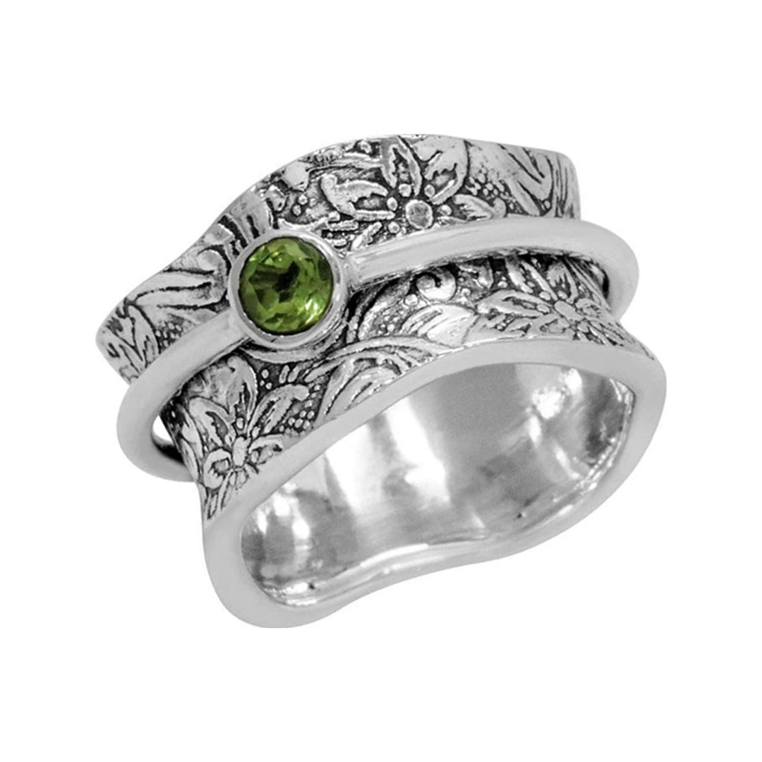 Balance and Beauty Gemstone sterling silver spinner ring by Energy Stone