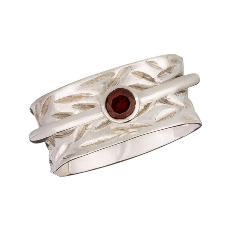 Base Chakra Garnet sterling silver spinner ring by Energy Stone