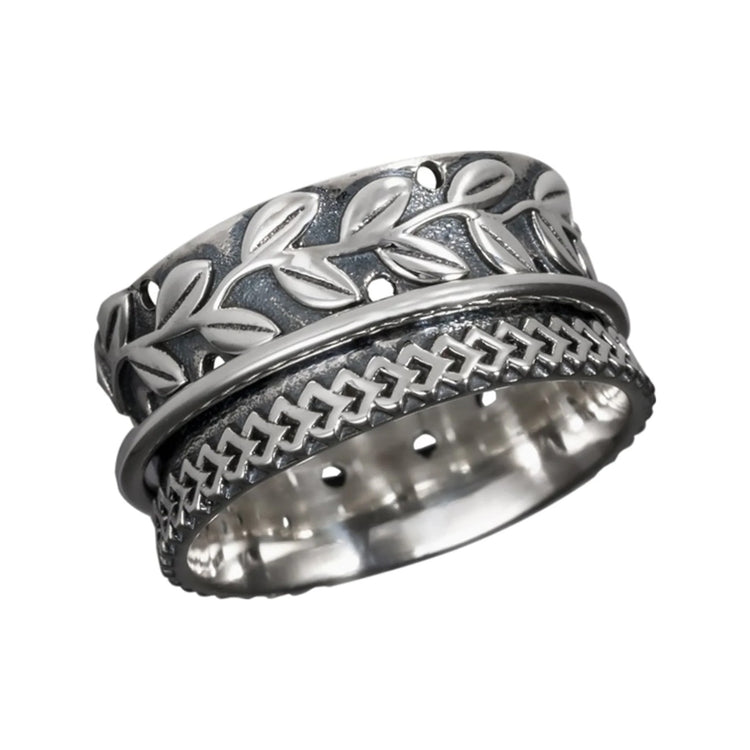 Beanstalk sterling silver spinner ring by Energy Stone