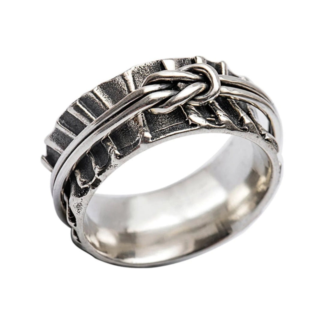 Connected Knot sterling silver spinner ring by Energy Stone