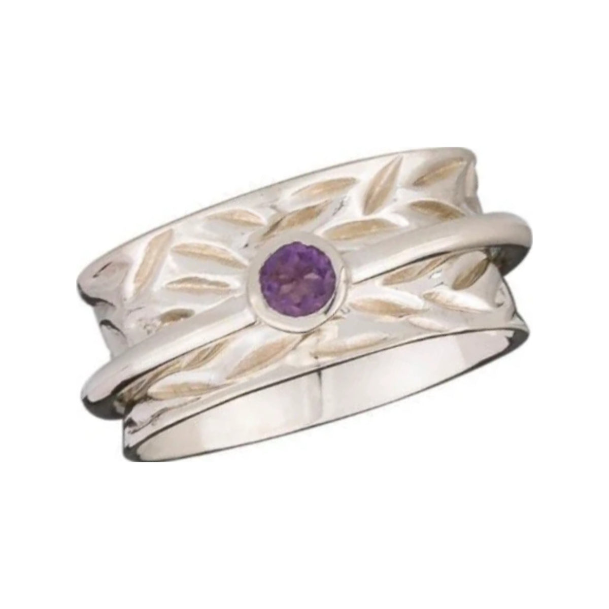Crown Chakra Amethyst sterling silver spinner ring by Energy Stone
