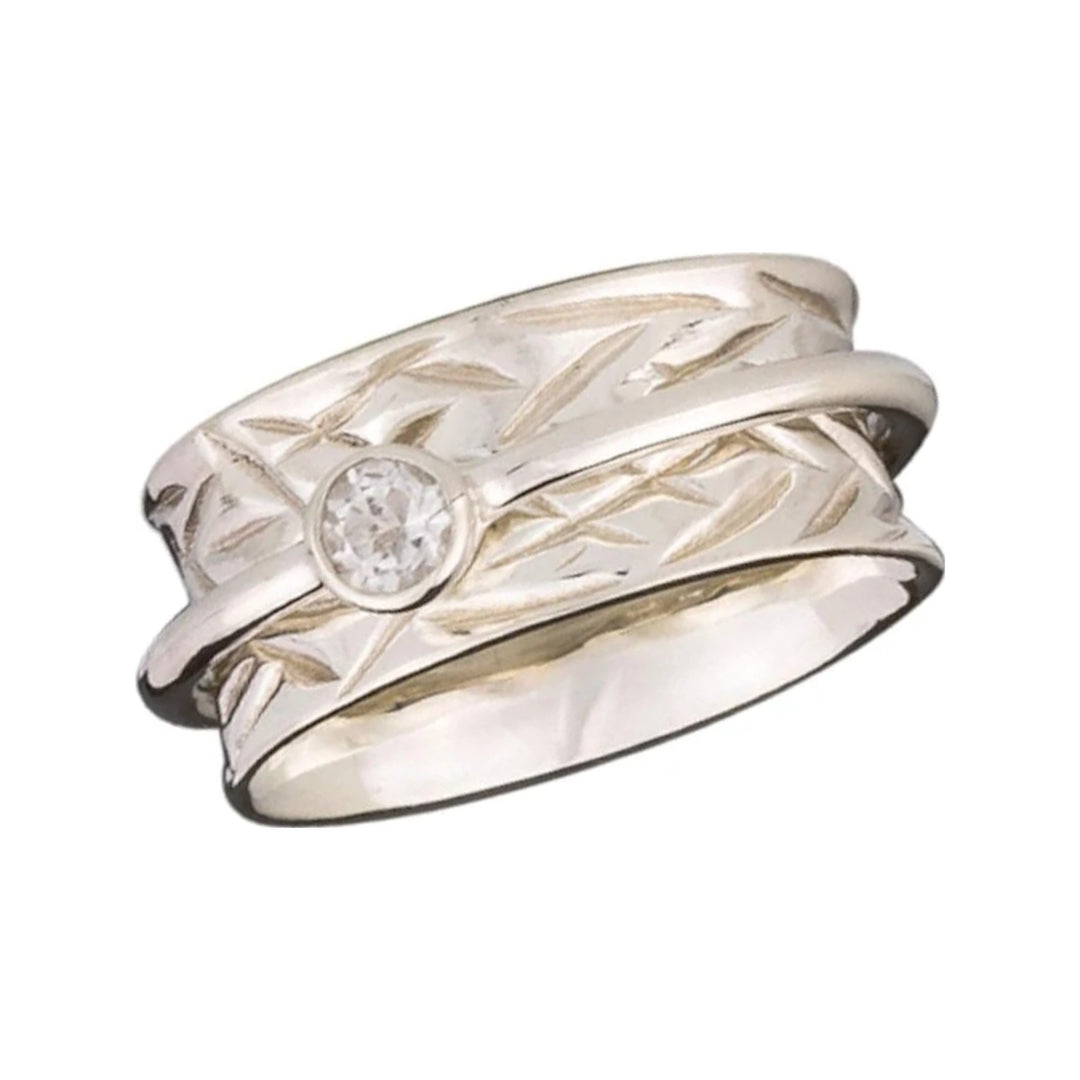 Crown Chakra Clear Quartz sterling silver spinner ring by Energy Stone