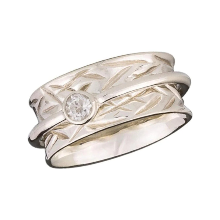 Crown Chakra Clear Quartz sterling silver spinner ring by Energy Stone