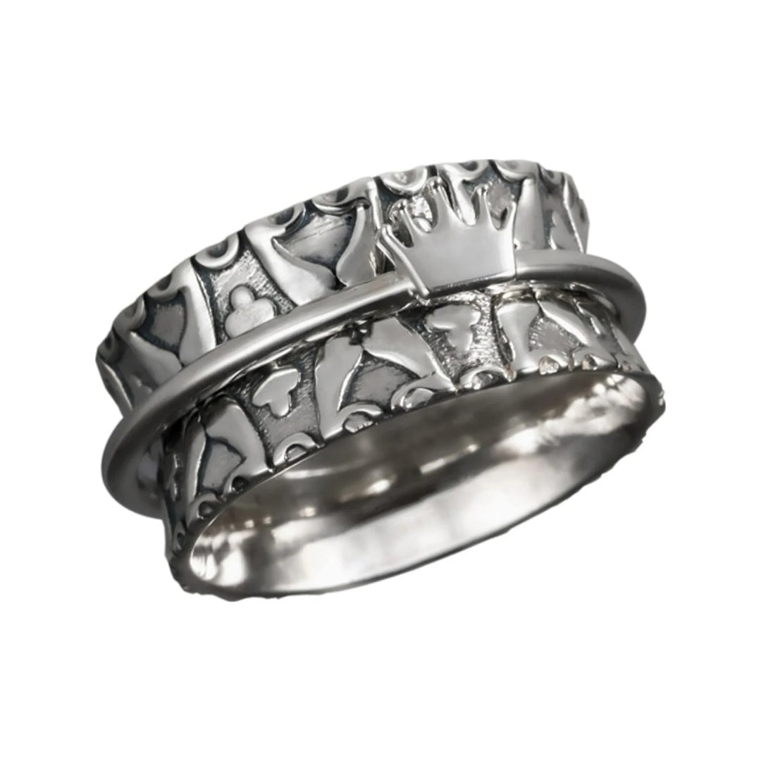 Crown sterling silver spinner ring by Energy Stone