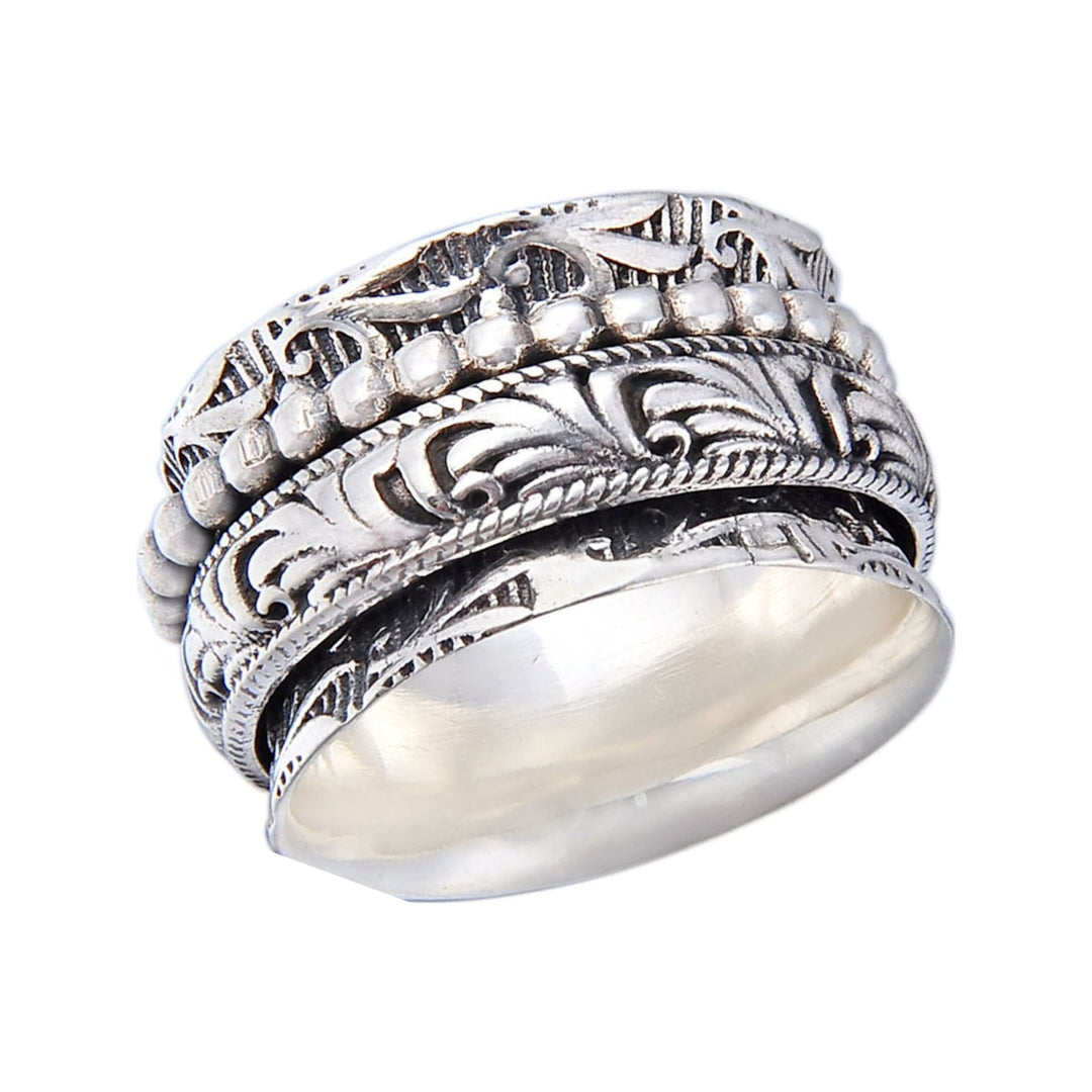 Dancer sterling silver spinner ring by Energy Stone