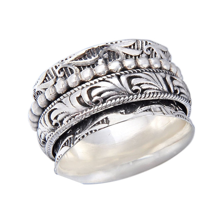 Dancer sterling silver spinner ring by Energy Stone