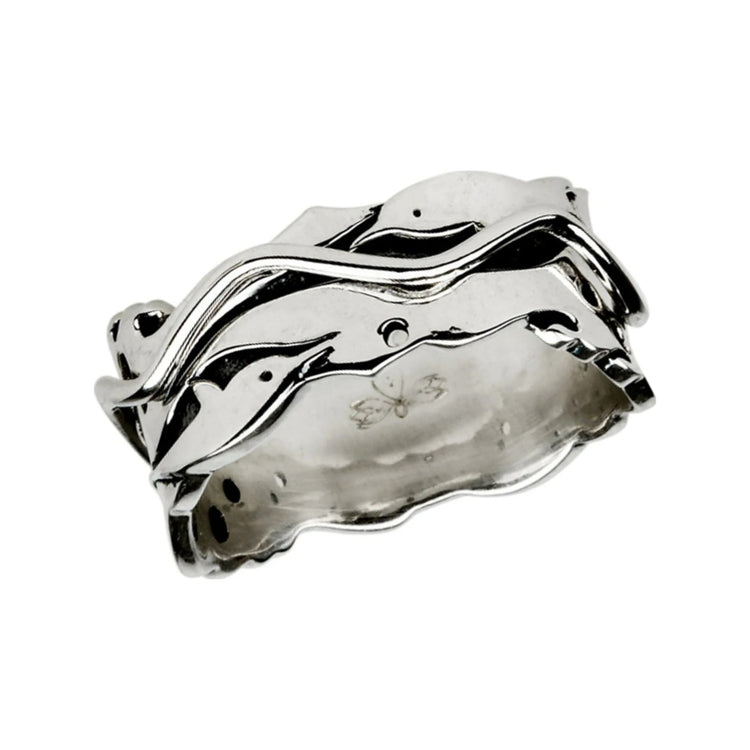 Dolphin Dance sterling silver spinner ring by Energy Stone