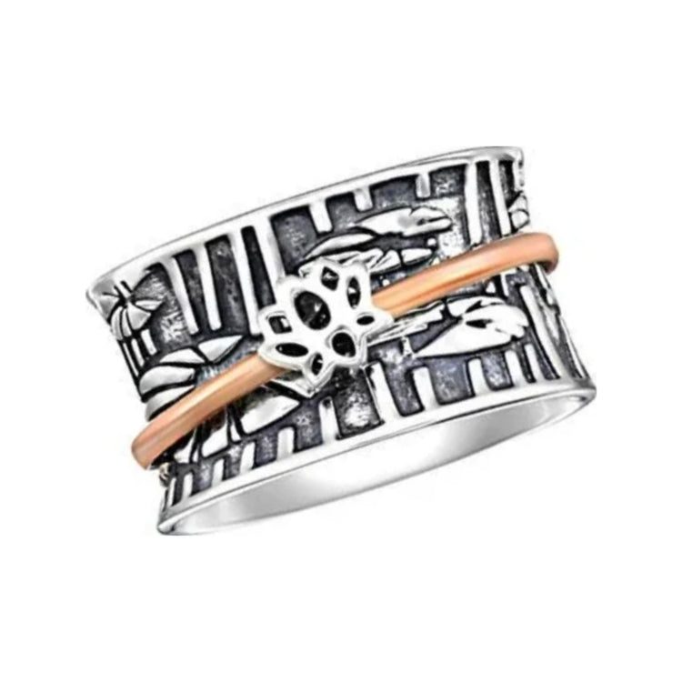 Lotus Peace sterling silver spinner ring by Energy Stone