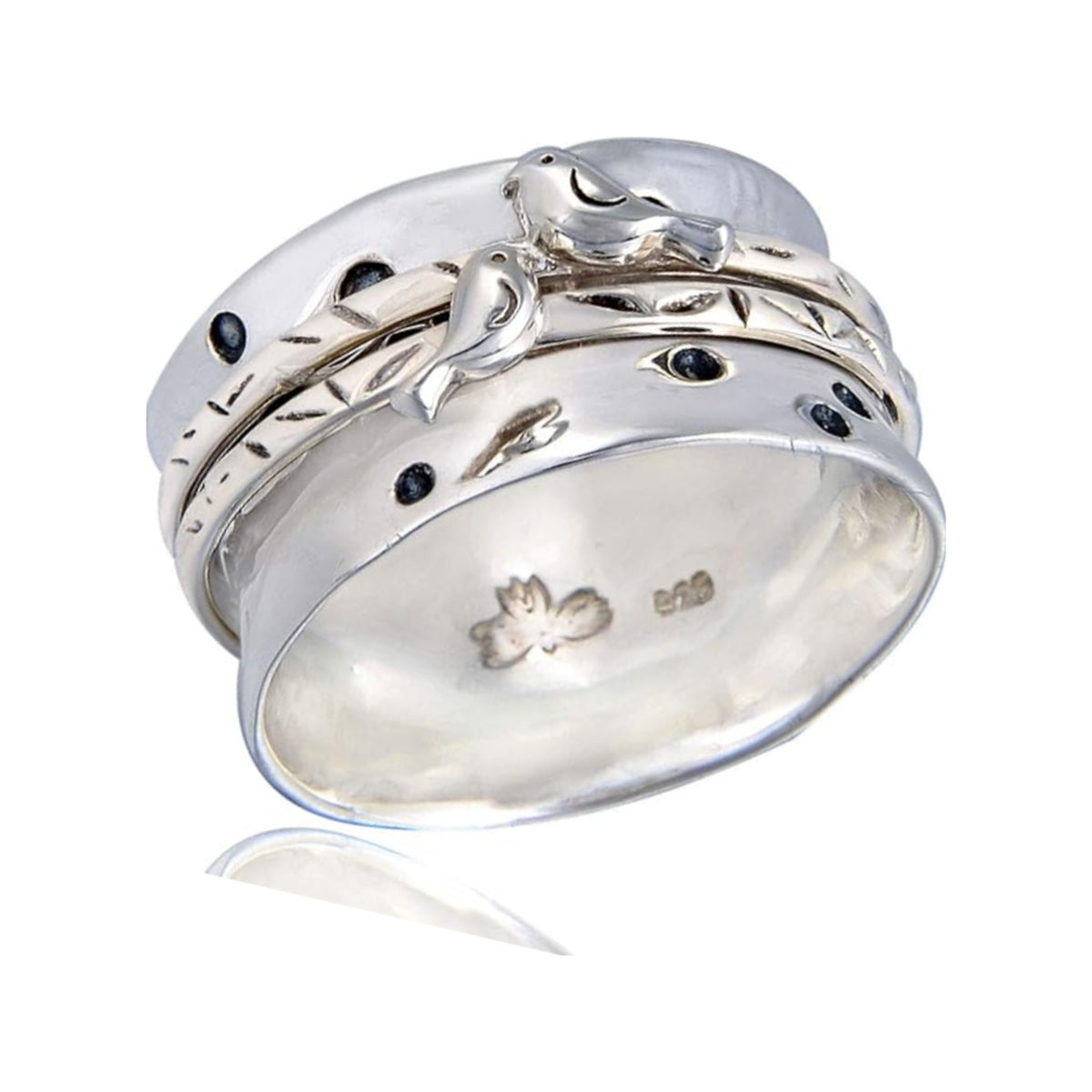 Love Birds sterling silver spinner ring by Energy Stone