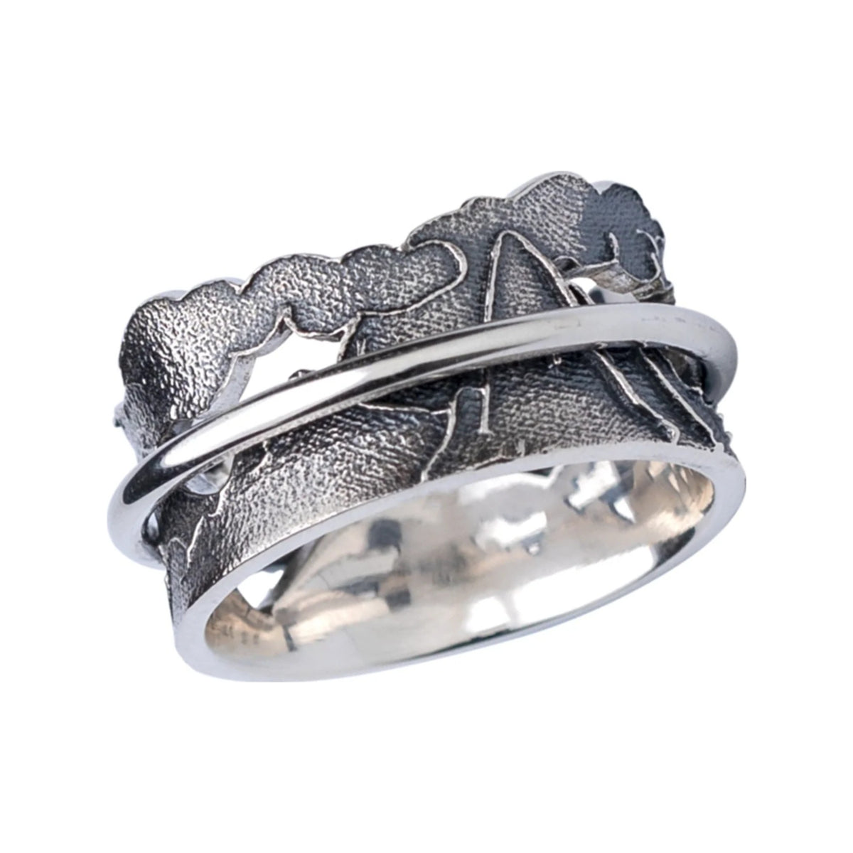 Never Quit sterling silver spinner ring by Energy Stone