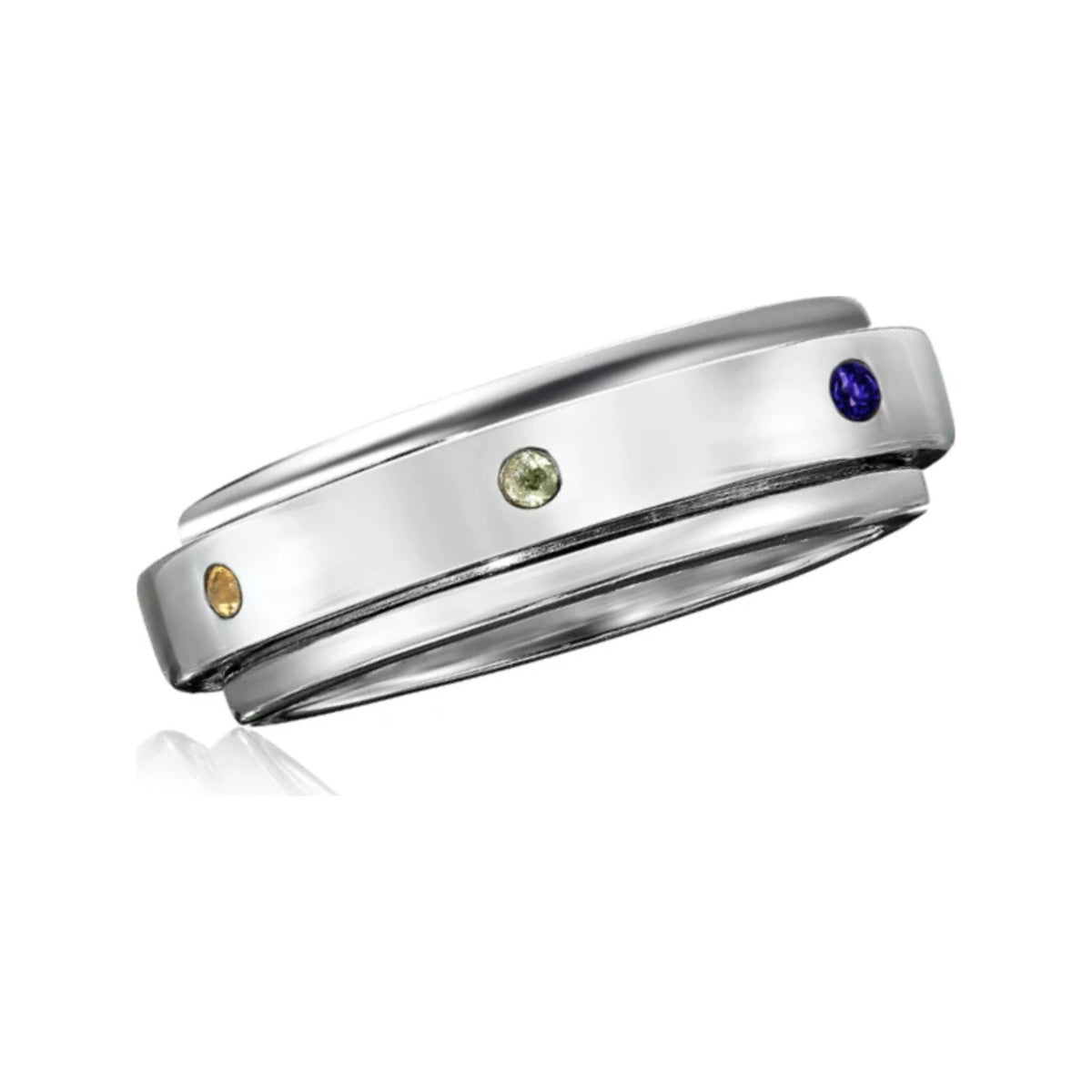 North Star sterling silver spinner ring by Energy Stone