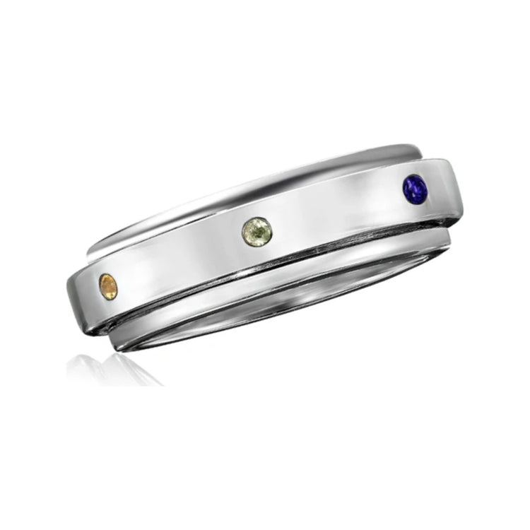 North Star sterling silver spinner ring by Energy Stone