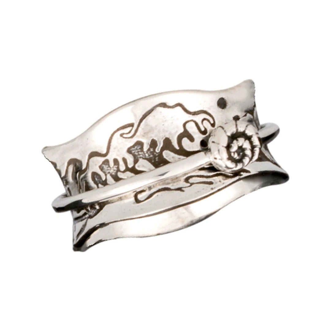 Ocean Kiss sterling silver spinner ring by Energy Stone