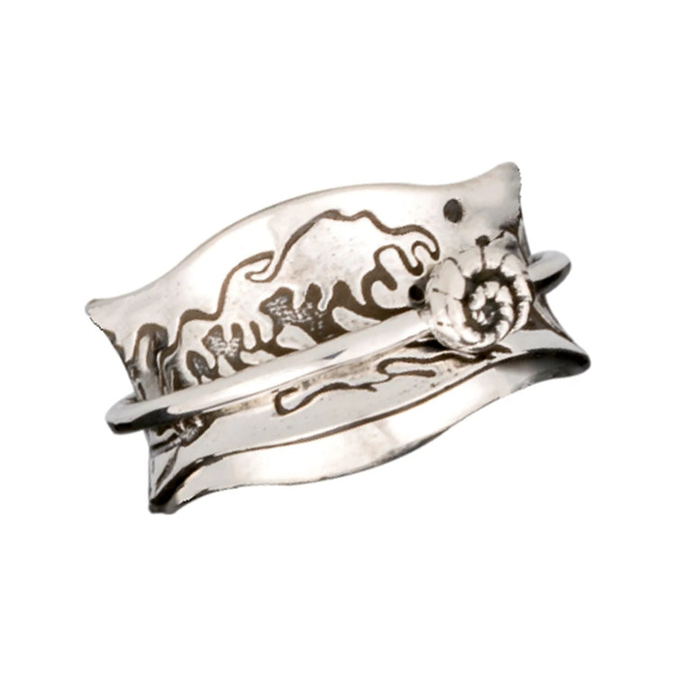 Ocean Kiss sterling silver spinner ring by Energy Stone