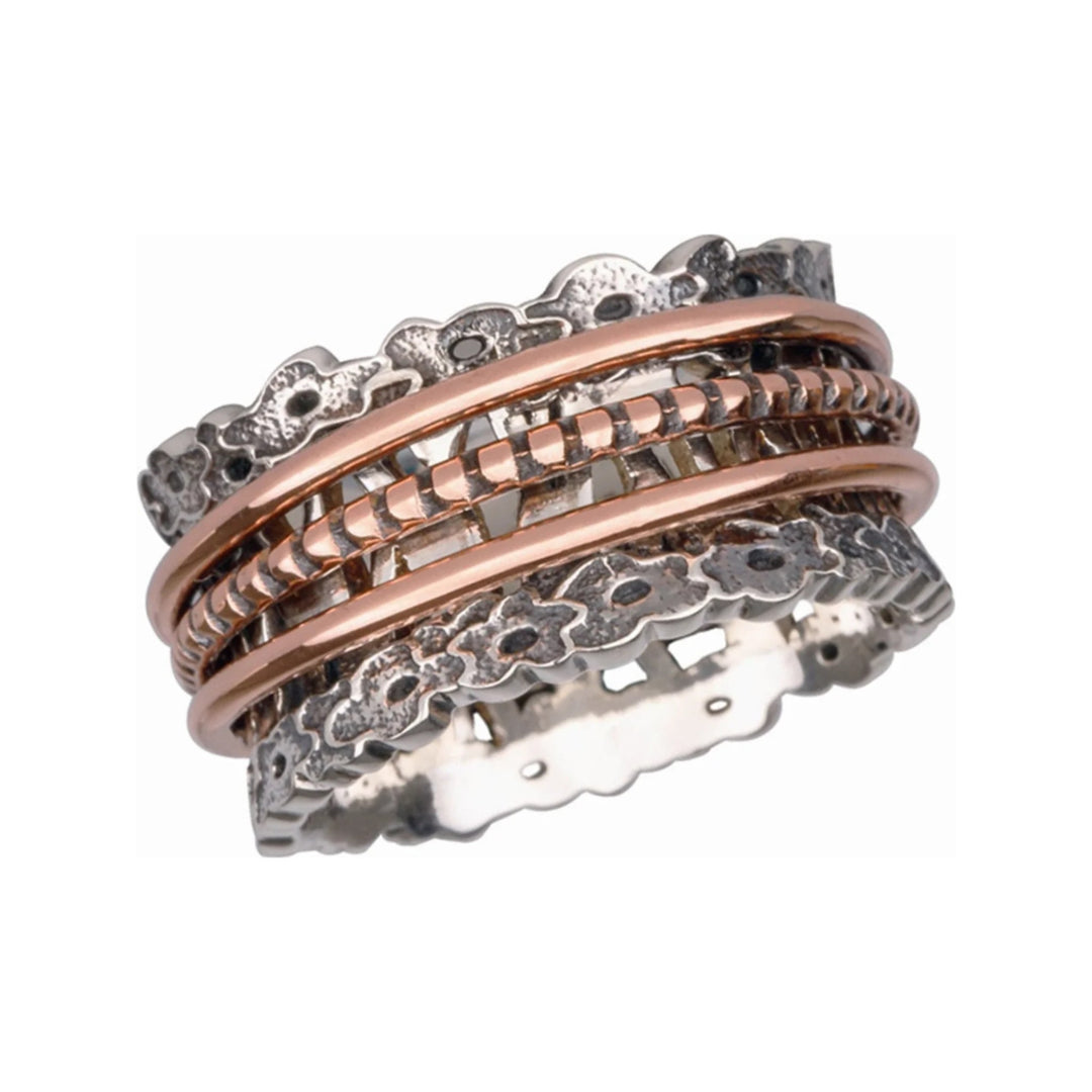 Poppy sterling silver spinner ring by Energy Stone