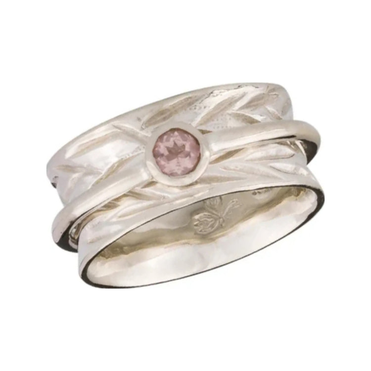 Romantic Heart Rose Quartz sterling silver spinner ring by Energy Stone