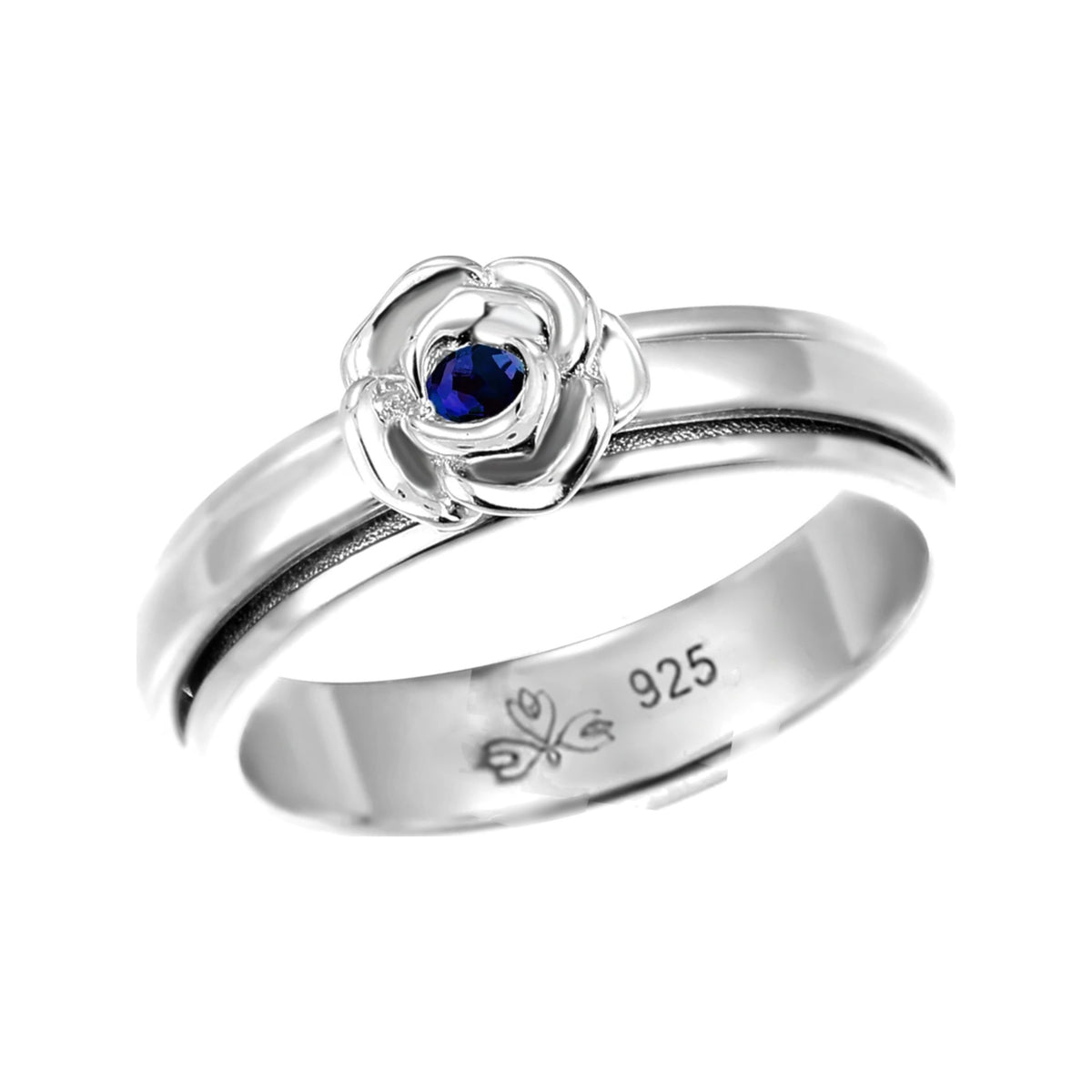 Rose Sapphire Blue sterling silver spinner ring by Energy Stone
