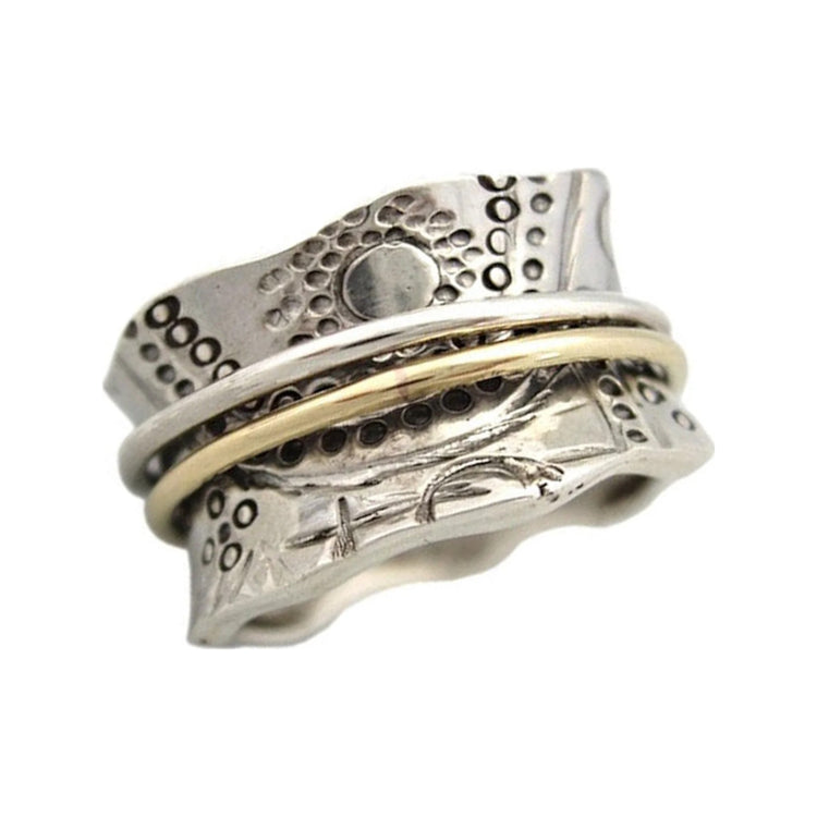 Sun Worship sterling silver spinner ring by Energy Stone