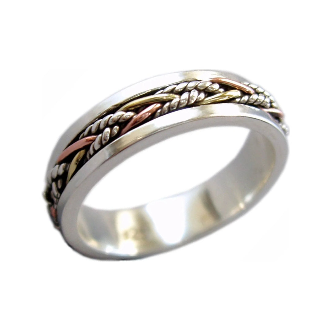 Twine sterling silver spinner ring by Energy Stone