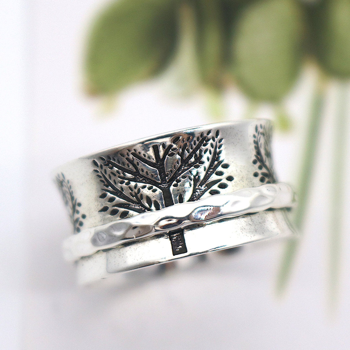 Fortitude sterling silver spinner ring by Energy Stone
