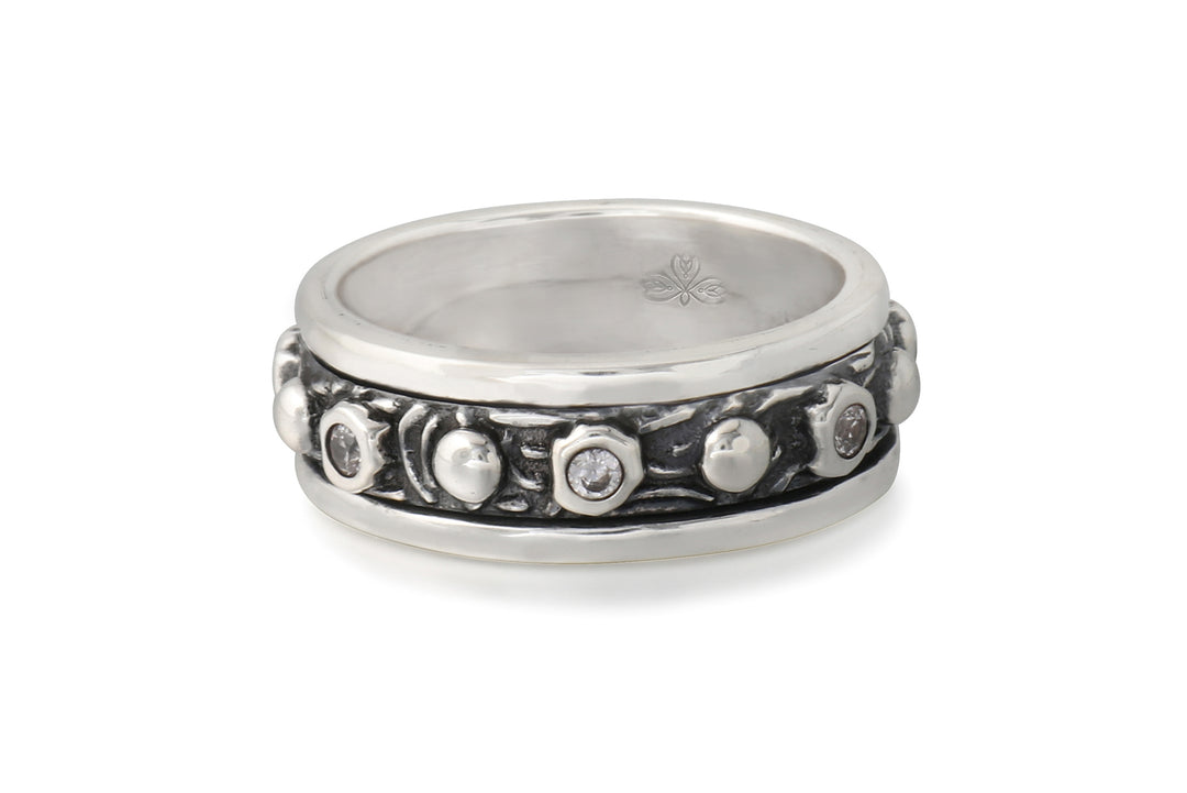 Energy Stone SOBOKU 925 Sterling Silver Spinner Ring (Style# JP03)