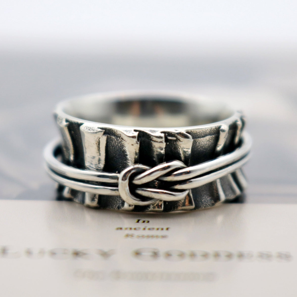 Connected Knot sterling silver spinner ring by Energy Stone