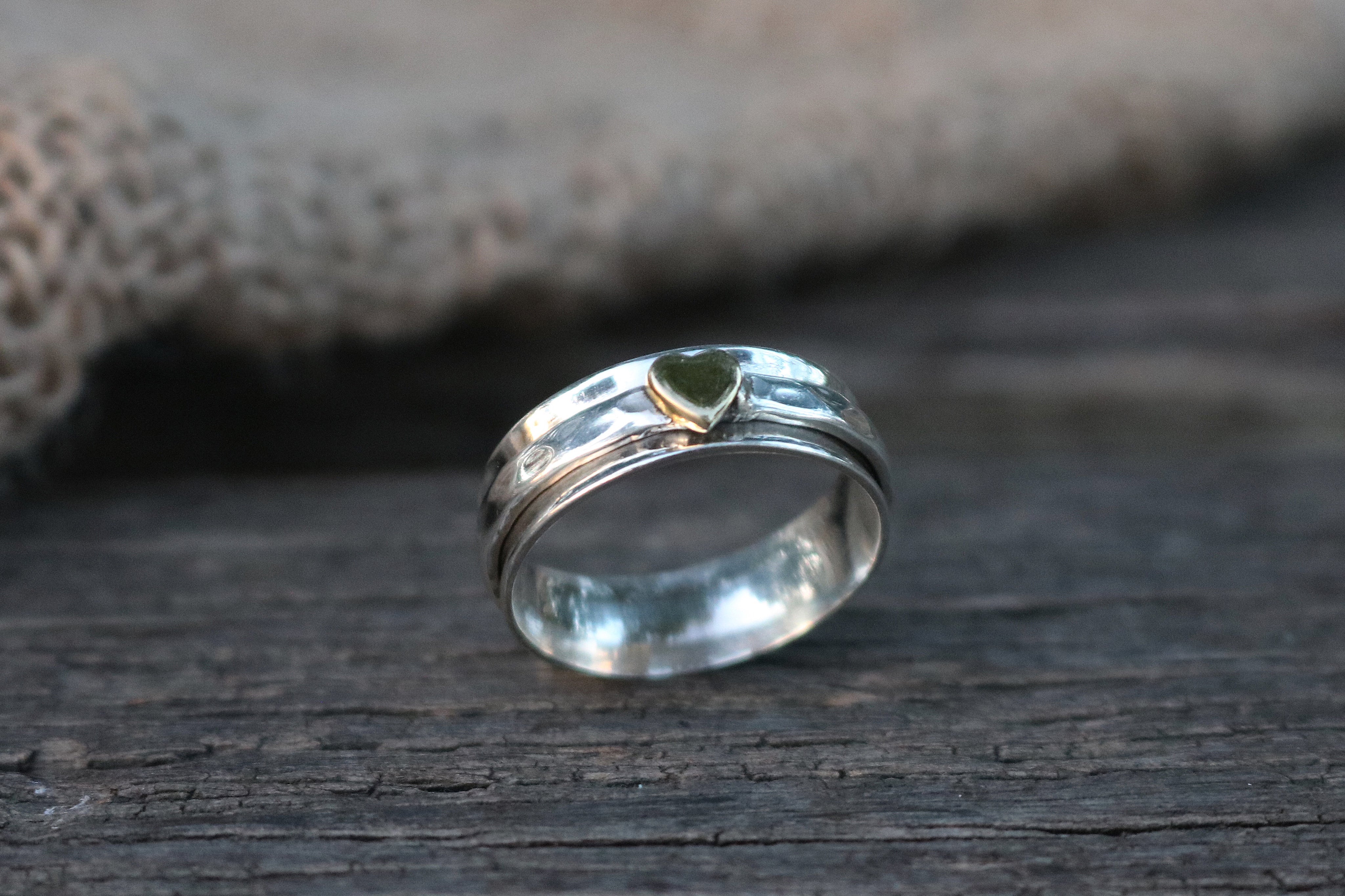 Simple Heart Sterling Silver Meditation Spinner Ring