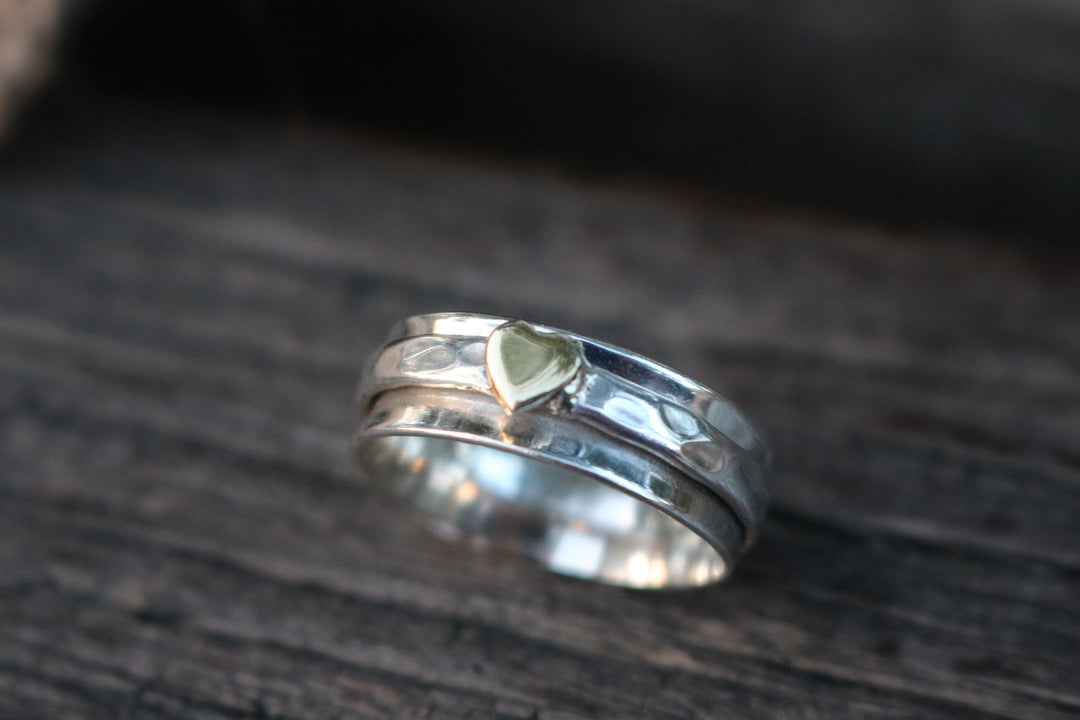Simple Heart Sterling Silver Spinner Ring