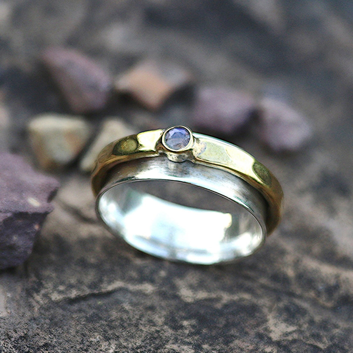 Teacher's Ring labradorite sterling silver spinner ring by Energy Stone
