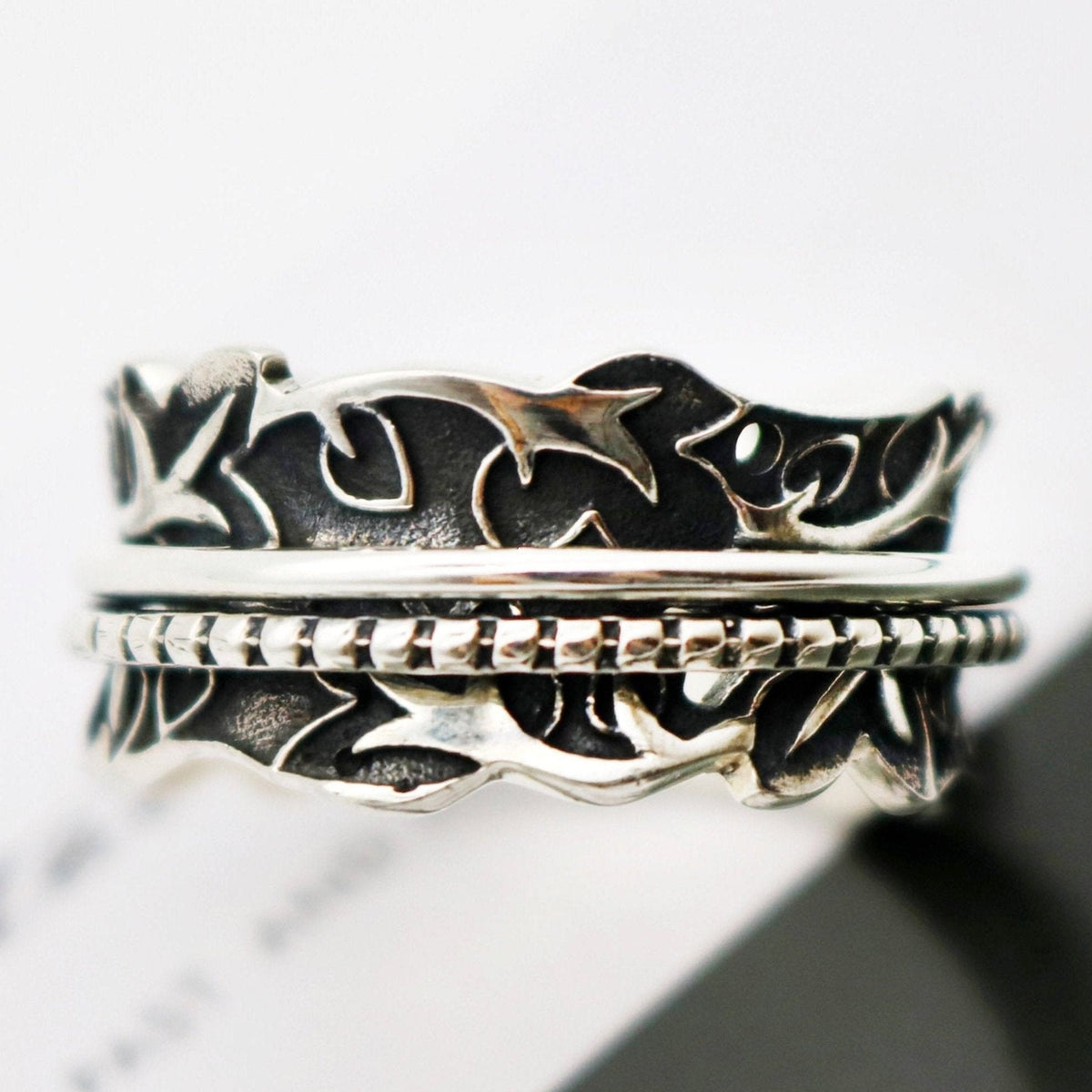 Joy and Abundance sterling silver spinner ring by Energy Stone
