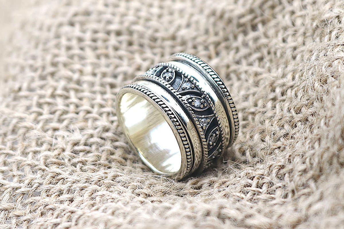  Sterling Silver Taj Mahal Meditation Spinner Ring