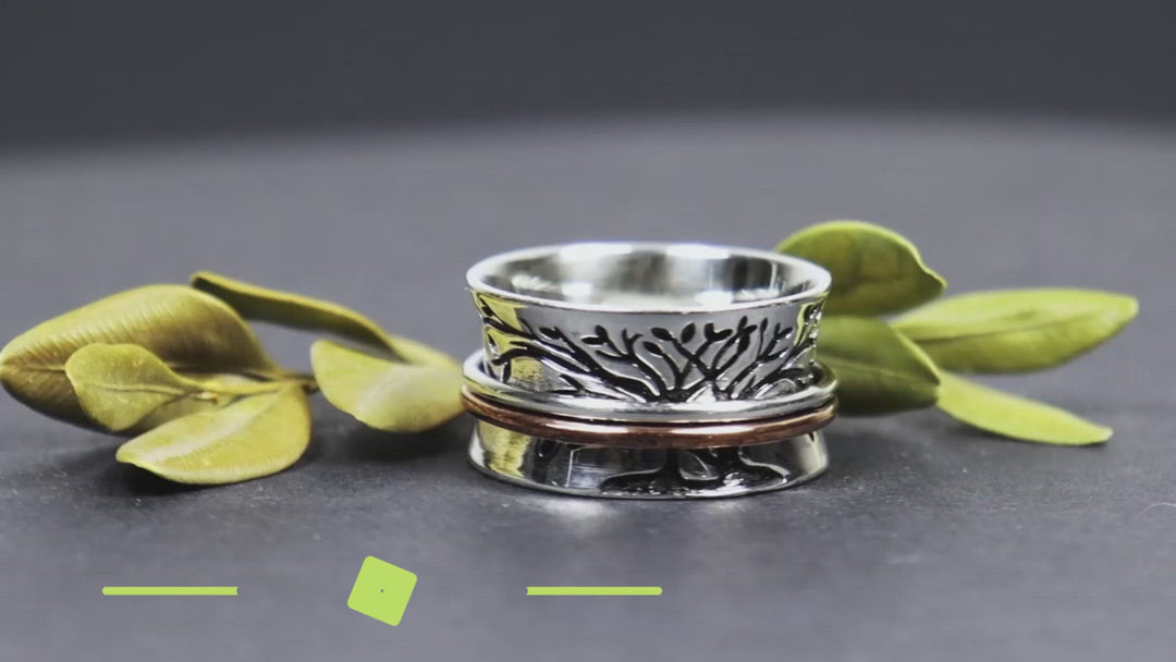 DOUBLE TREE Sterling Silver Spinner Ring