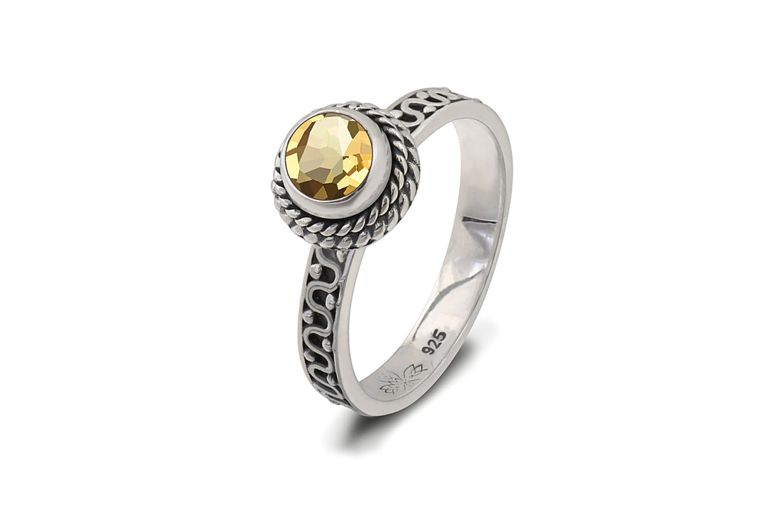 Energy Stone MORE IS MORE Five Sterling Silver Stacking Ring Set in Amethyst Citrine and Peridot (Style# JP05)