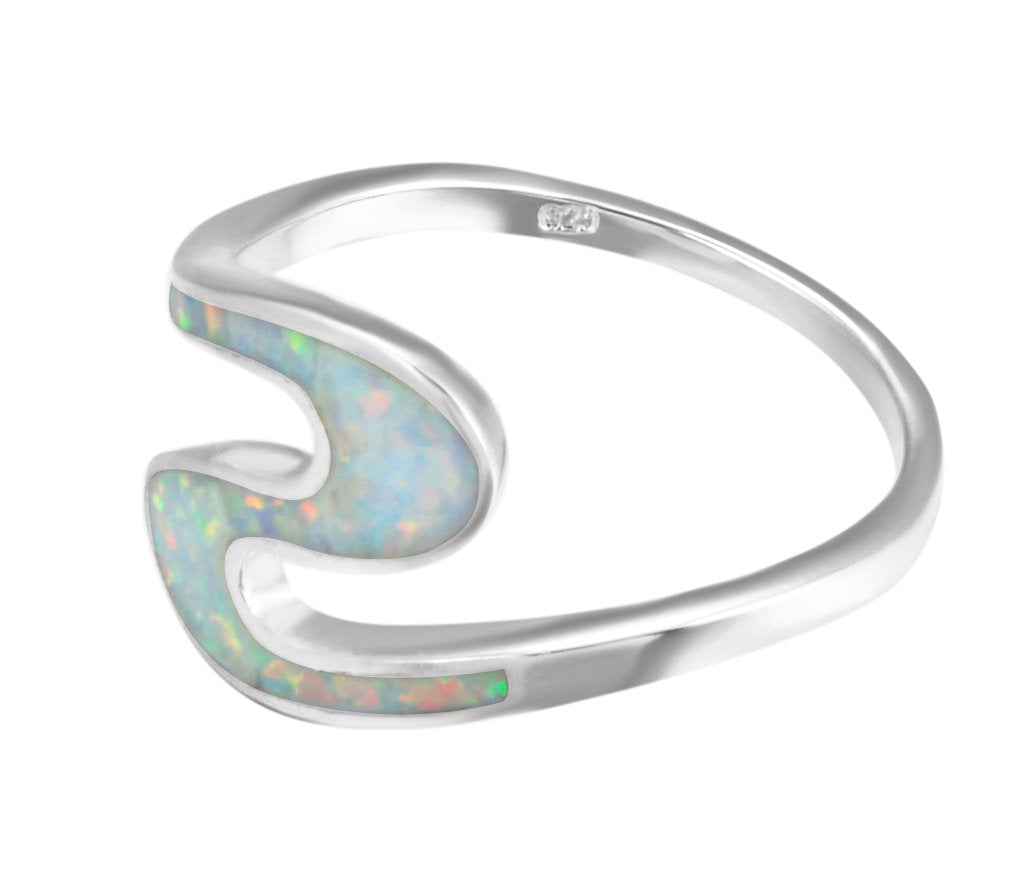 Swirly Misty Opal Stacking Ring
