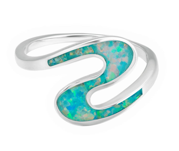 Swirly  Stacking Ring In Ocean Green Shade