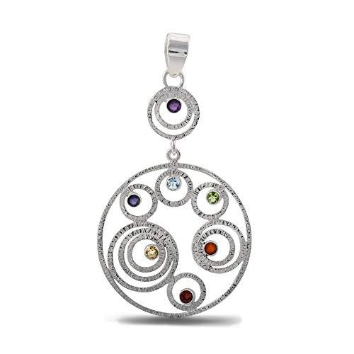 Wheel of Life Seven Chakra Sterling Silver Pendant